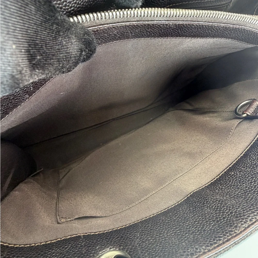 Chanel Caviar Grand Shopper Tote GST Brown Silver - Picture 13 of 14